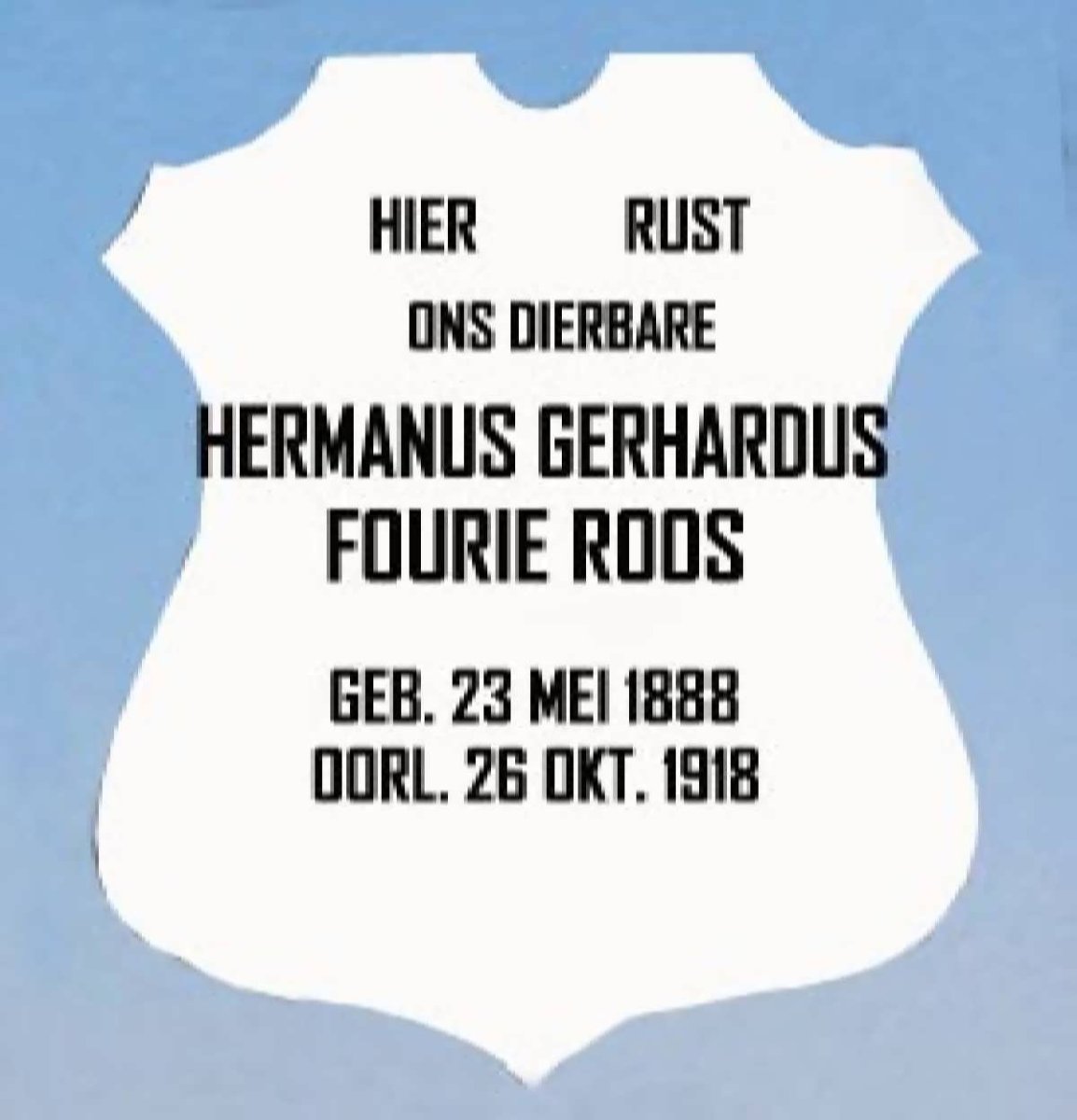 ROOS Hermanus Gerhardus Fourie 1888-1918