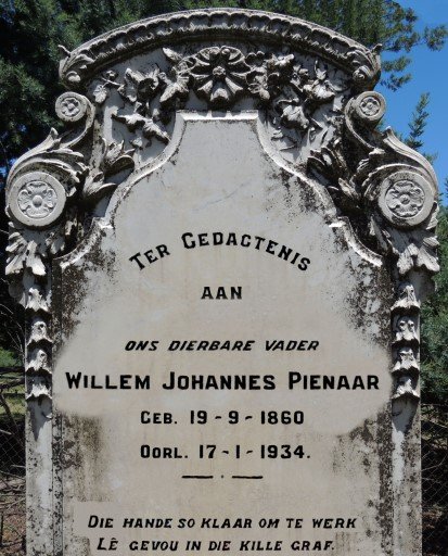 PIENAAR Willem Johannes 1860-1934
