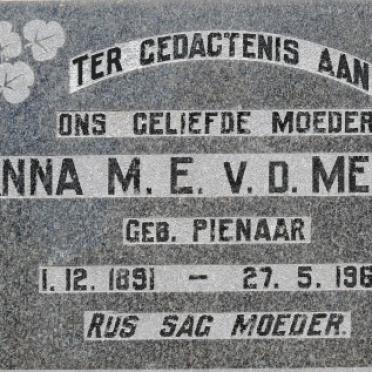 MERWE Anna M.E., v.d. nee PIENAAR 1891-1965