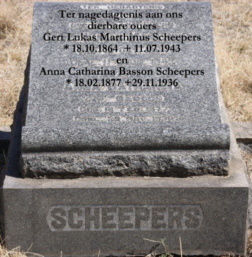 SCHEEPERS Gert Lukas Marthinus 1864-1943 &amp; Anna Catharina Basson 1877-1936