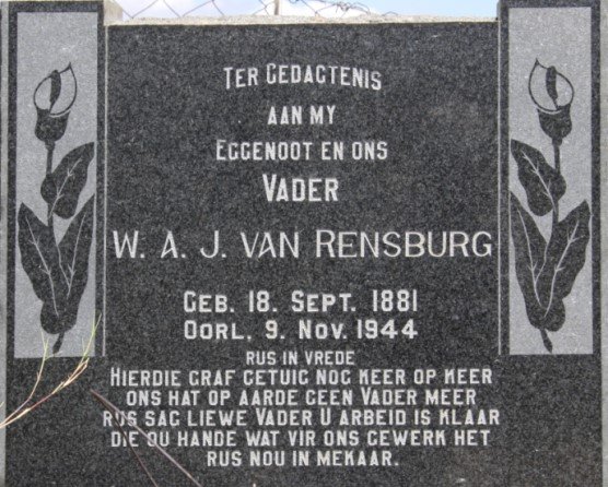 RENSBURG W.A.J., 1881-1944