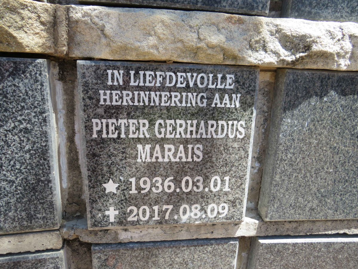 MARAIS Pieter Gerhardus 1936-2017