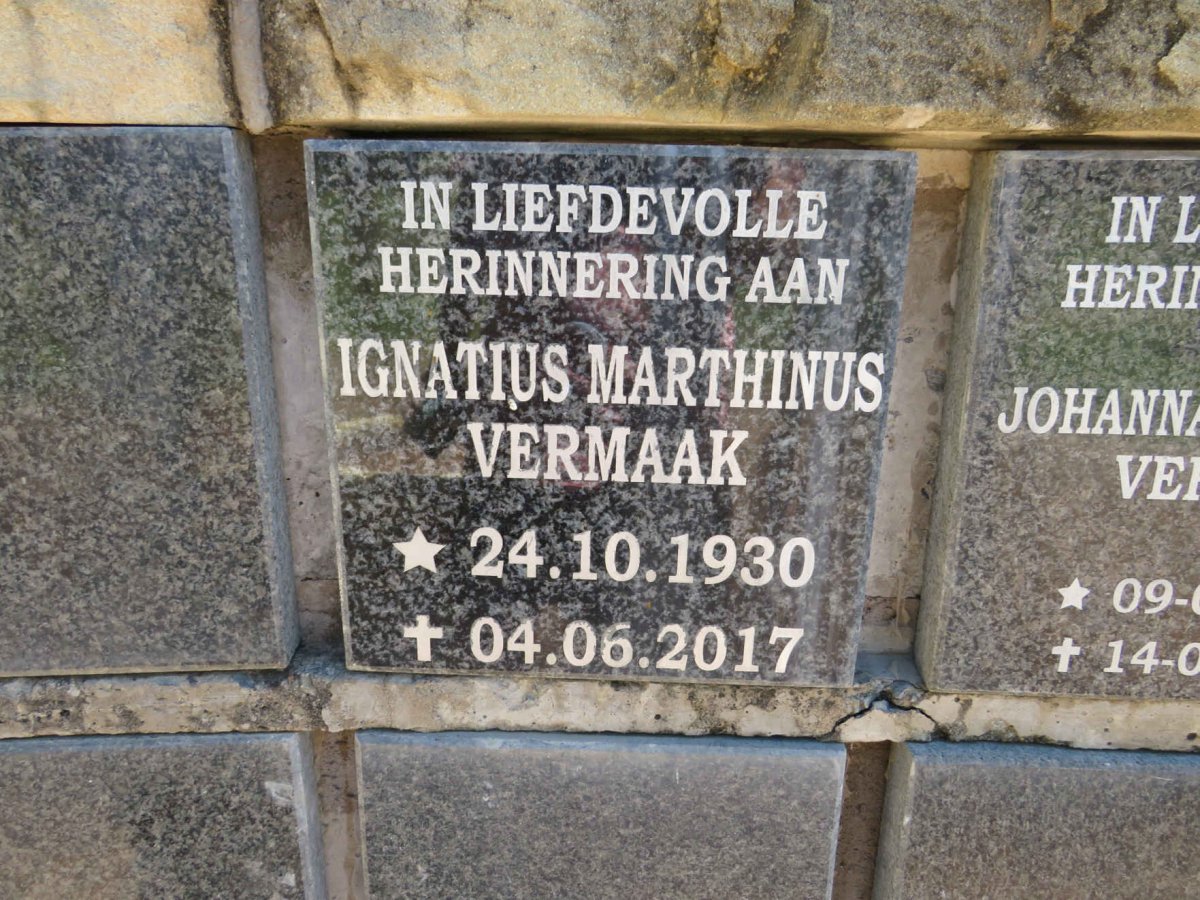 VERMAAK Ignatius Marthinus 1930-2017