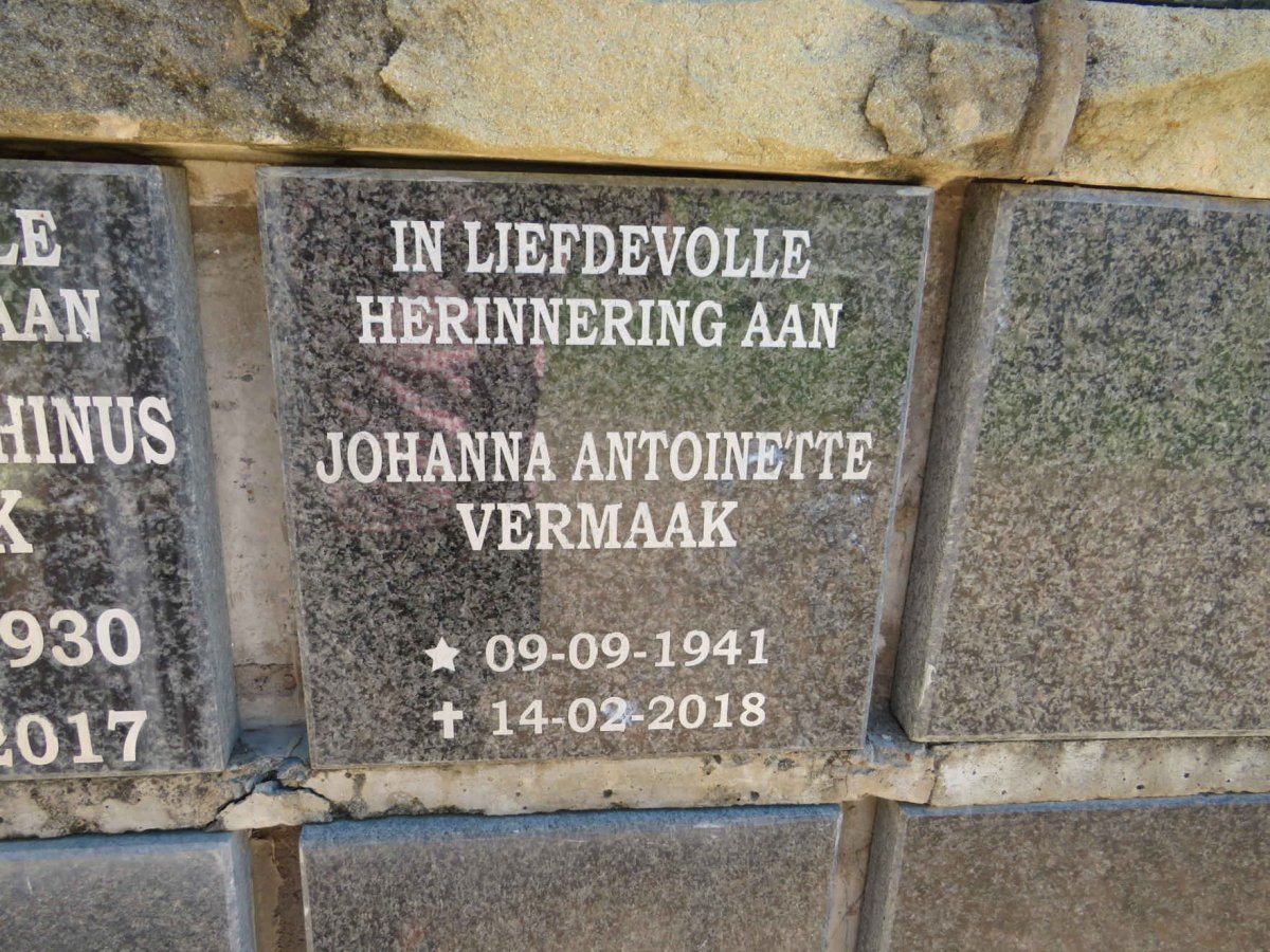 VERMAAK Johanna Antoinette 1941-2018
