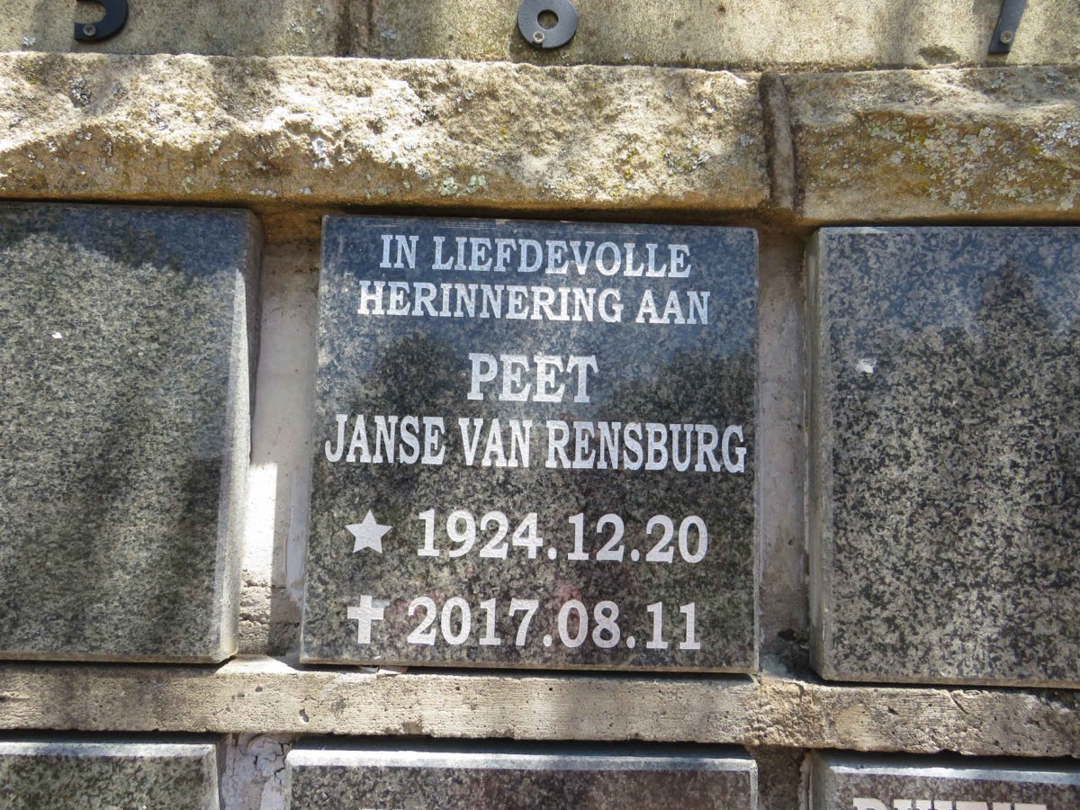 RENSBURG Peet, Janse van 1924-2017