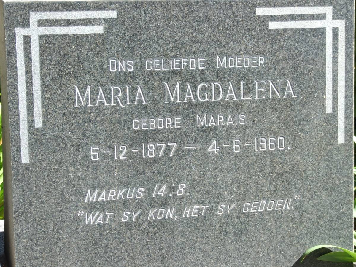 SPUY Johannes Petrus, van der 1876-1961 & Maria Magdalena MARAIS 1877-1960