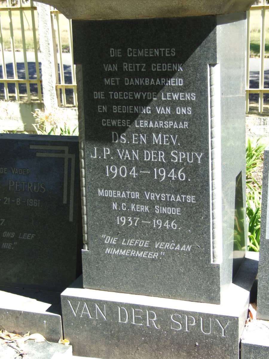 SPUY Johannes Petrus, van der 1876-1961 & Maria Magdalena MARAIS 1877-1960