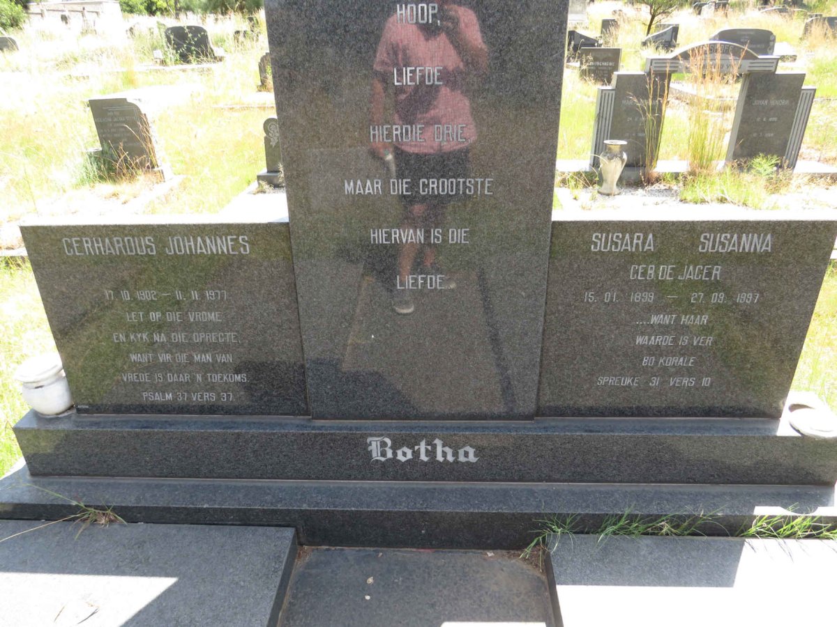 BOTHA Gerhardus Johannes 1902-1977 & Susara Susanna DE JAGER 1899-1997 