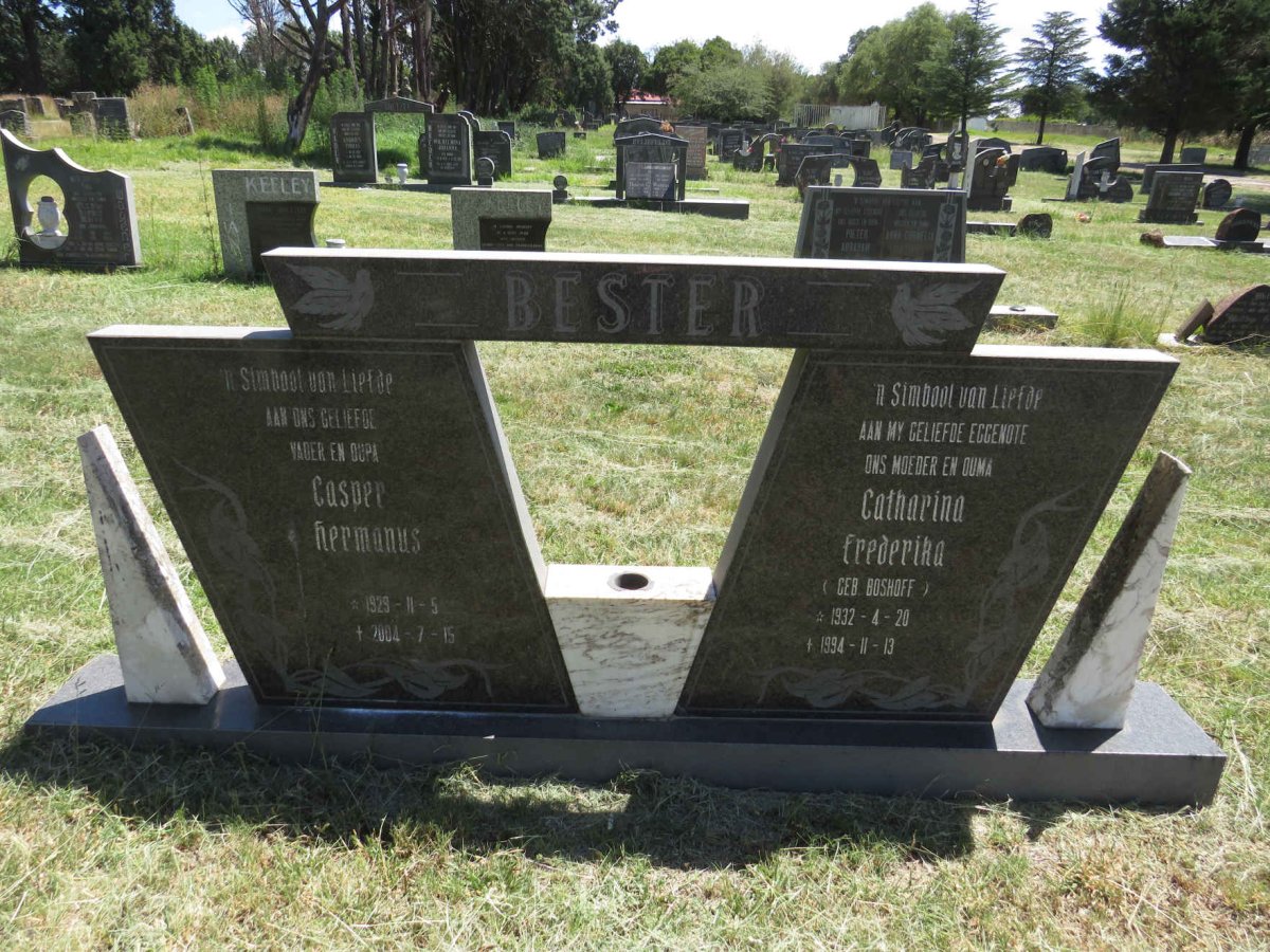 BESTER Casper Hermanus 1929-2004 & Catharina Frederika BOSHOFF 1932-1994