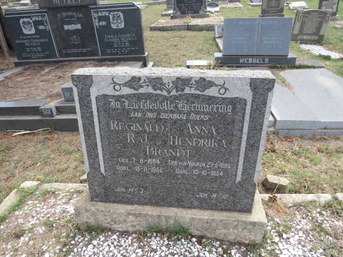 BRANDT Reginald R.J. 1894-1952 & Anna Hendrika VAN VUUREN 1885-1954