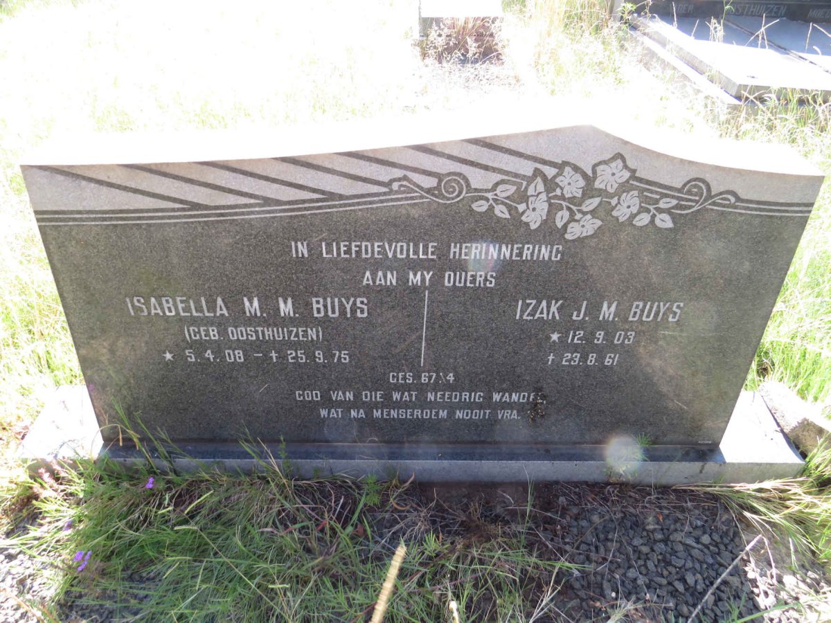 BUYS Izak J.M. 1903-1961 & Isabella M.M. OOSTHUIZEN 1908-1975