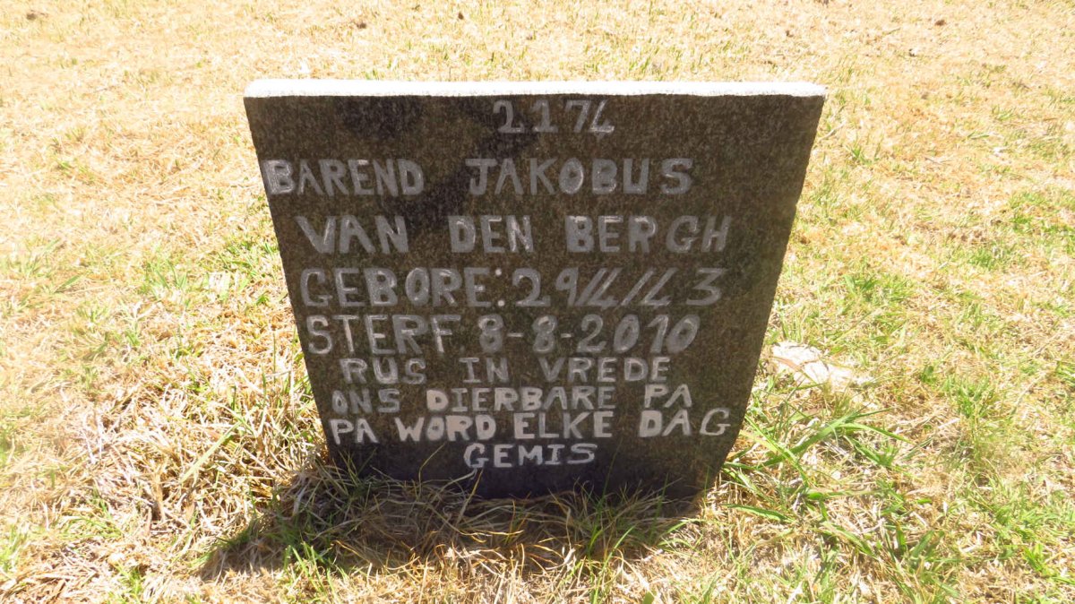 BERGH Barend Jakobus, van den 1943-2010