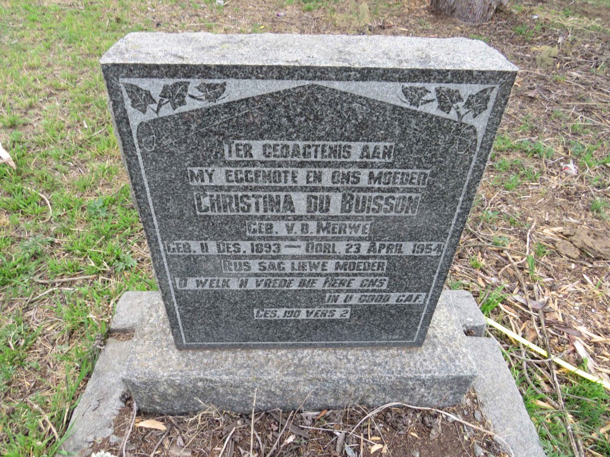 BUISSON Christina, du nee V.D. MERWE 1893-1954