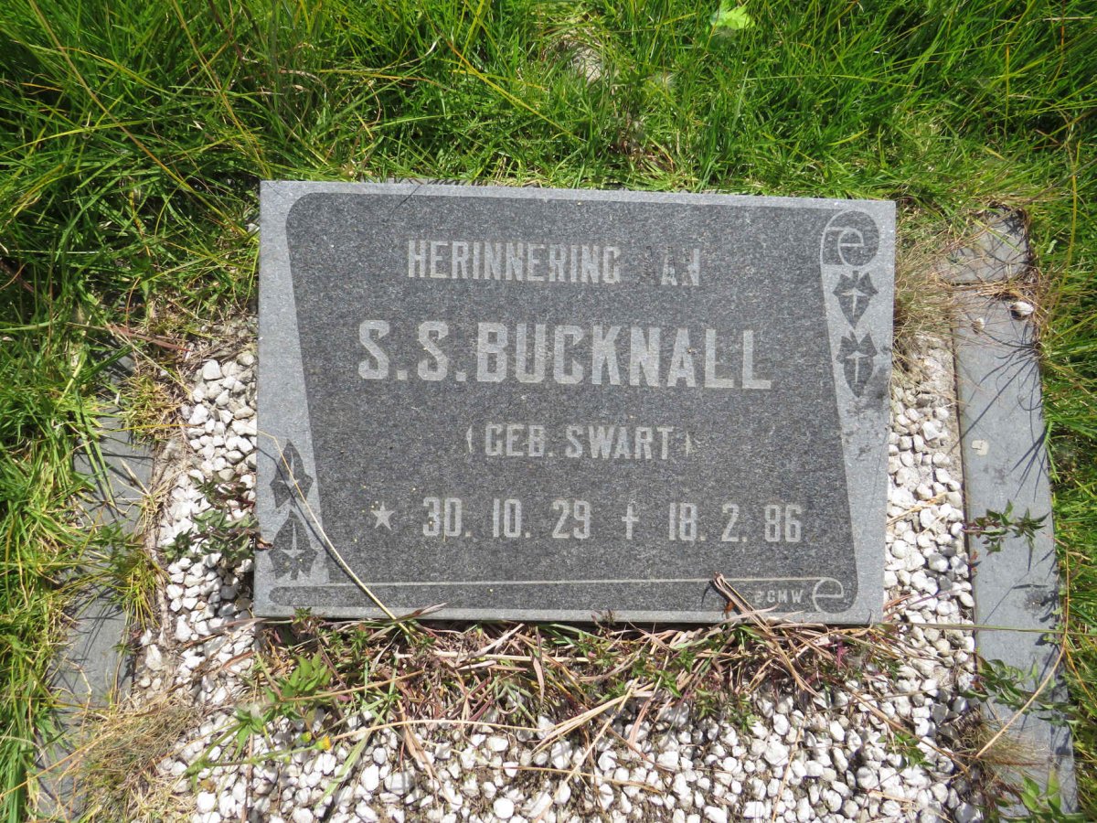 BUCKNALL S.S. nee SWART 1929-1986