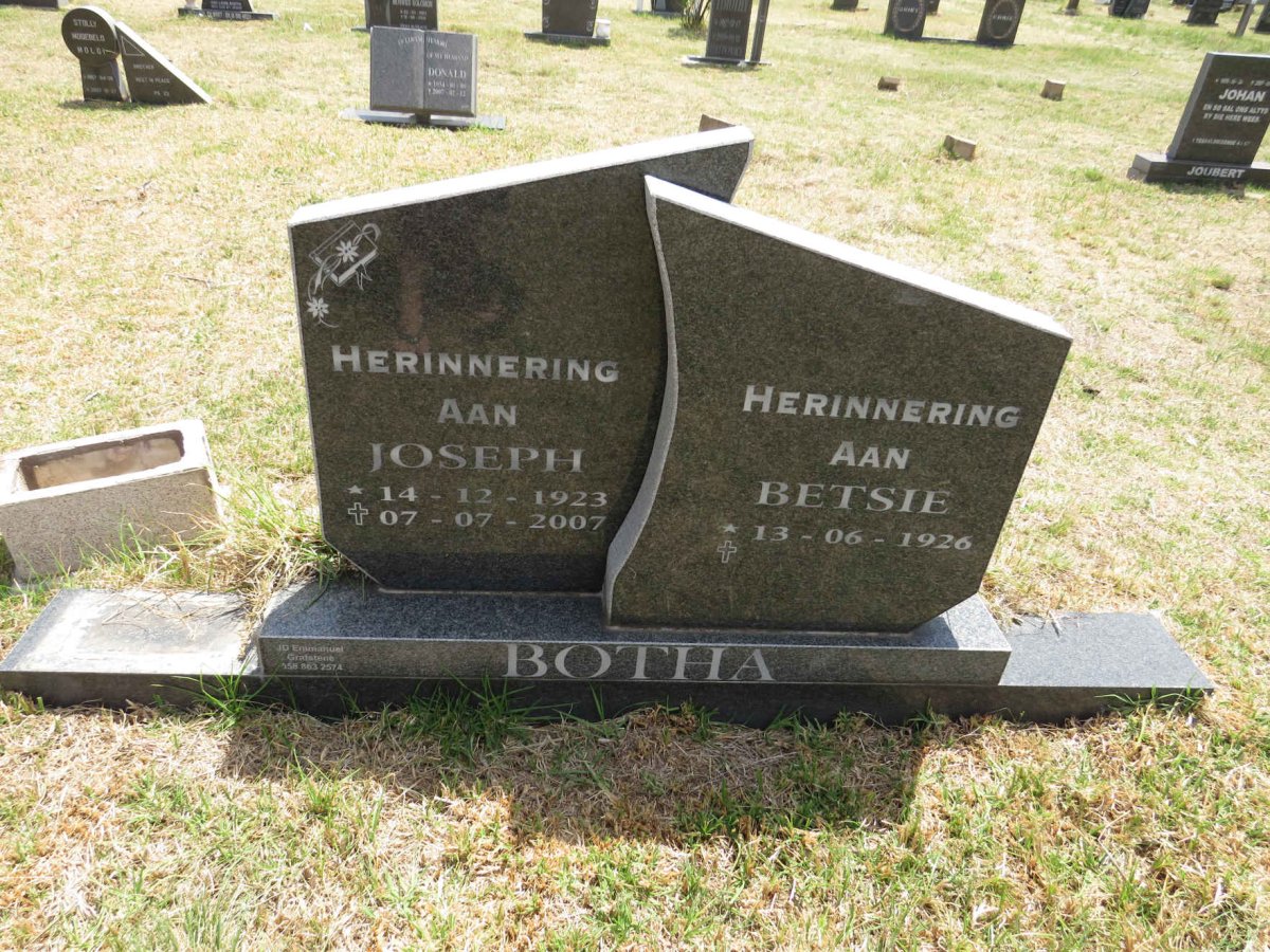 BOTHA Joseph 1923-2007 & Betsie 1926-