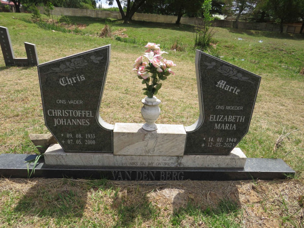 BERG Christoffel Johannes, van den 1933-2000 & Elizabeth Maria 1940-2023