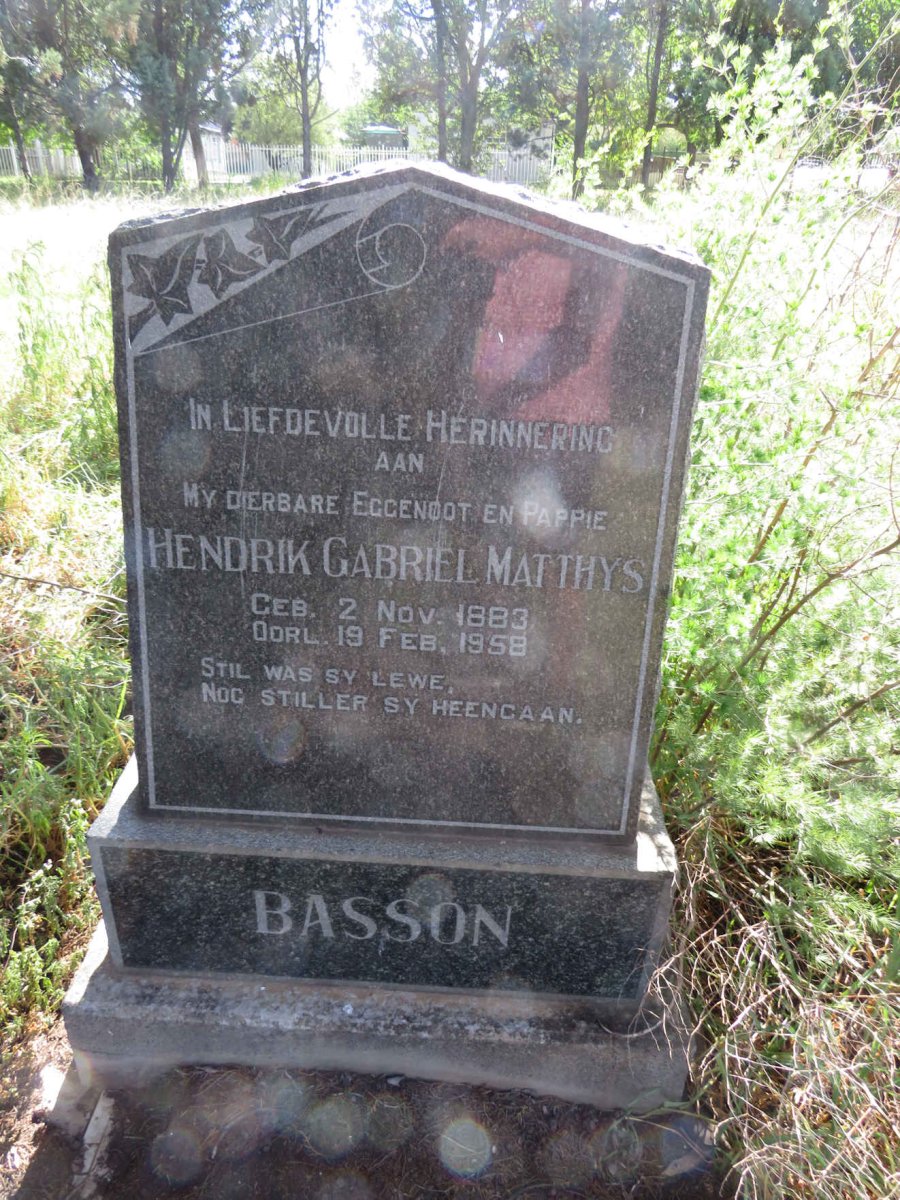 BASSON Hendrik Gabriel Matthys 1883-1958