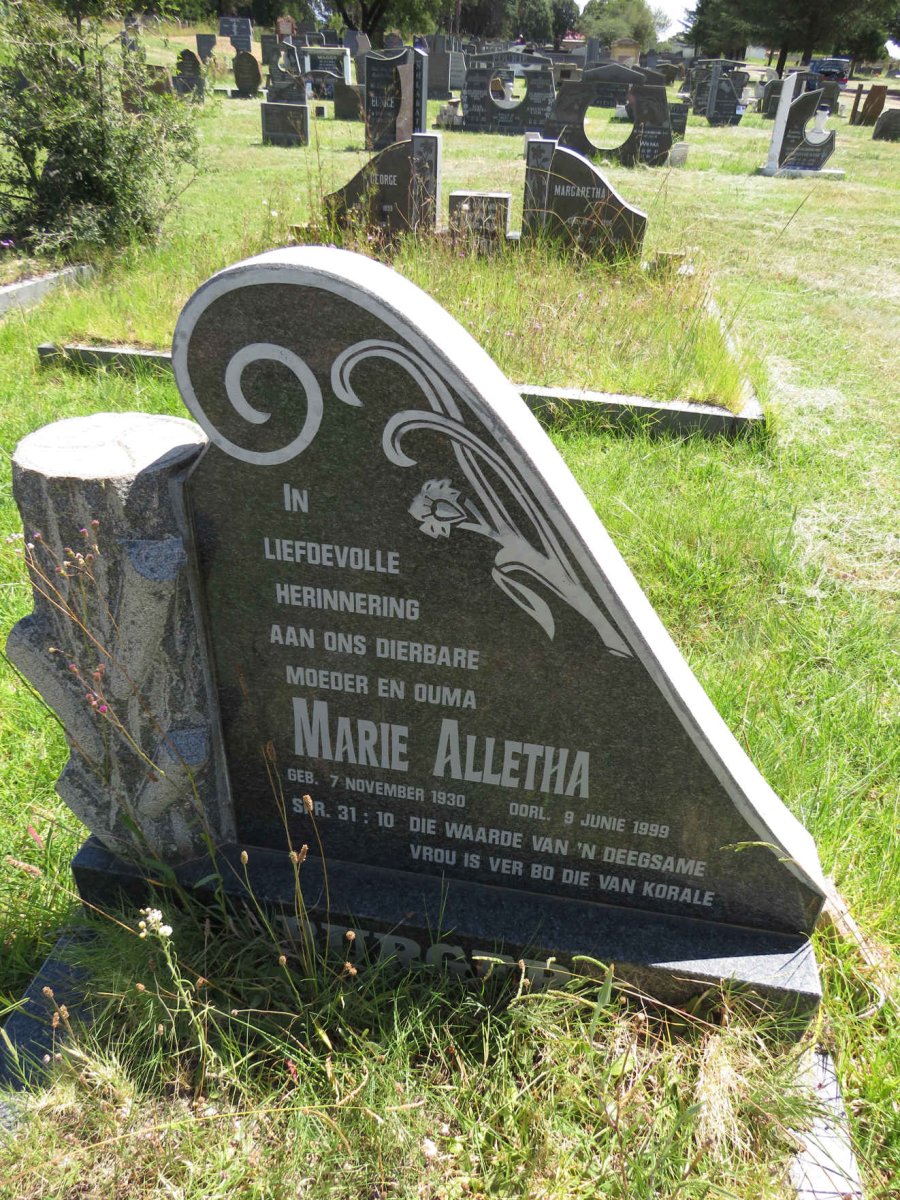 BURGER Marie Alletha 1930-1999