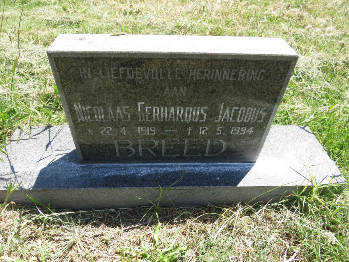 BREED Nicolaas Gerhardus Jacobus 1919-1994