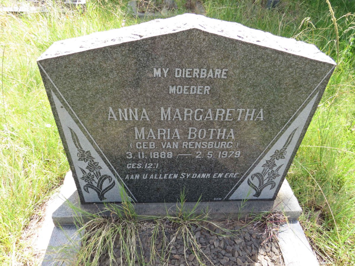 BOTHA Anna Margaretha Maria nee VAN RENSBURG 1888-1979