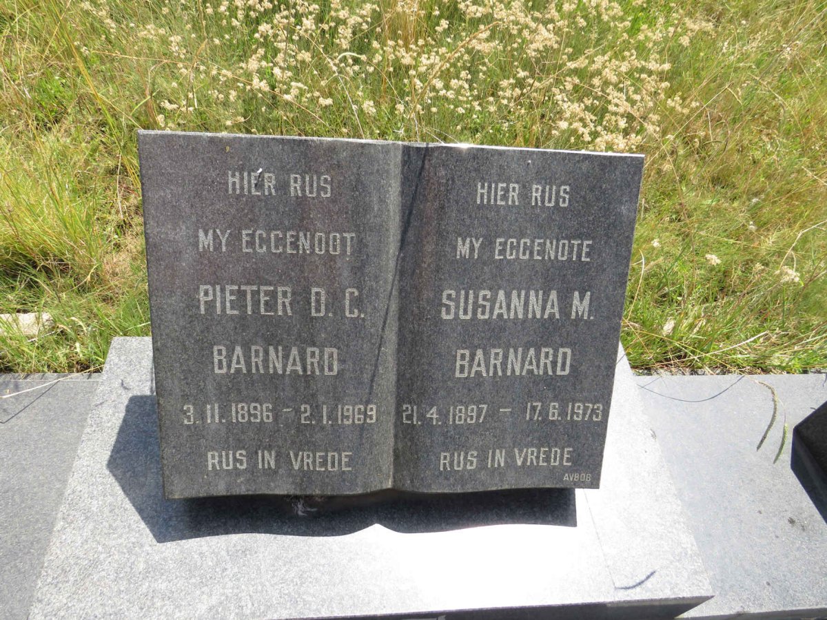 BARNARD Pieter D.C. 1896-1969 & Susanna M. 1897-1973
