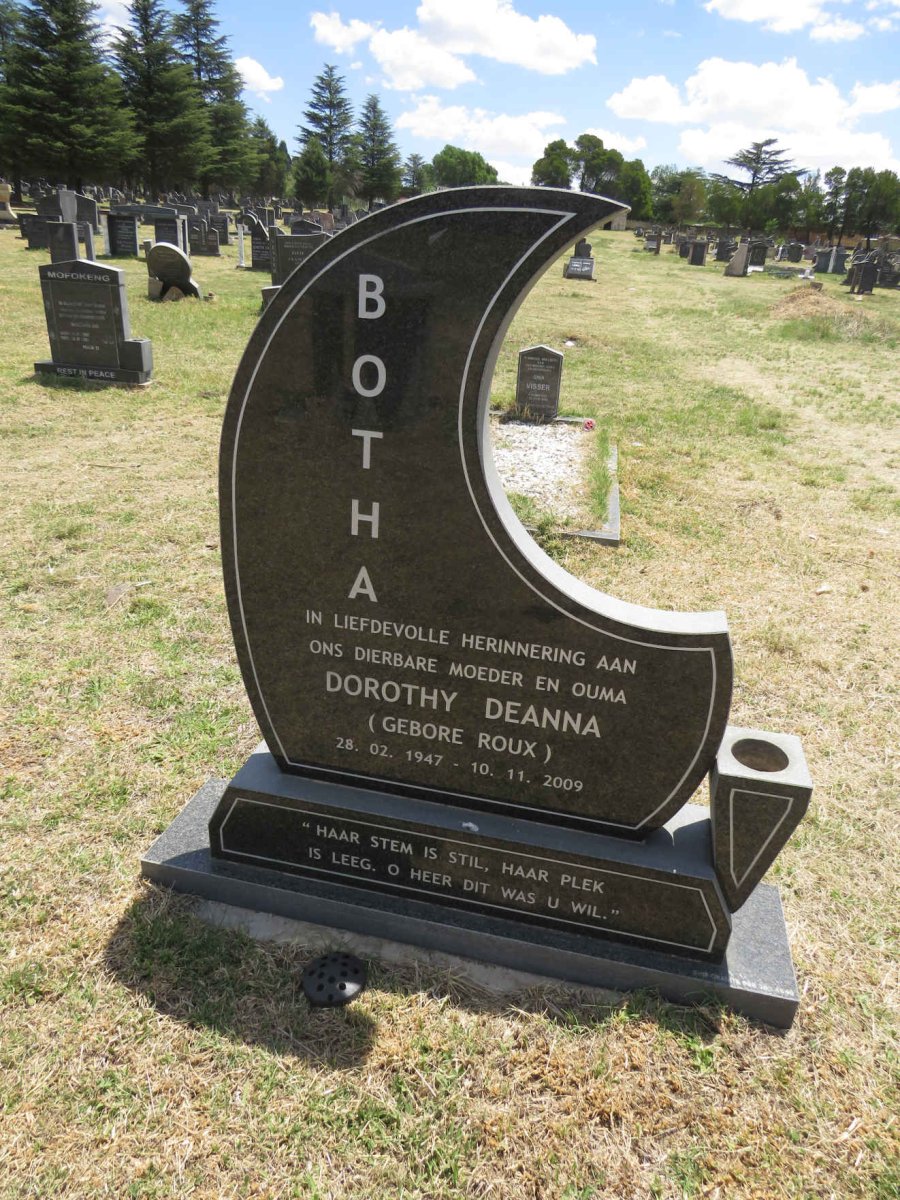 BOTHA Dorothy Deanna nee ROUX 1947-2009