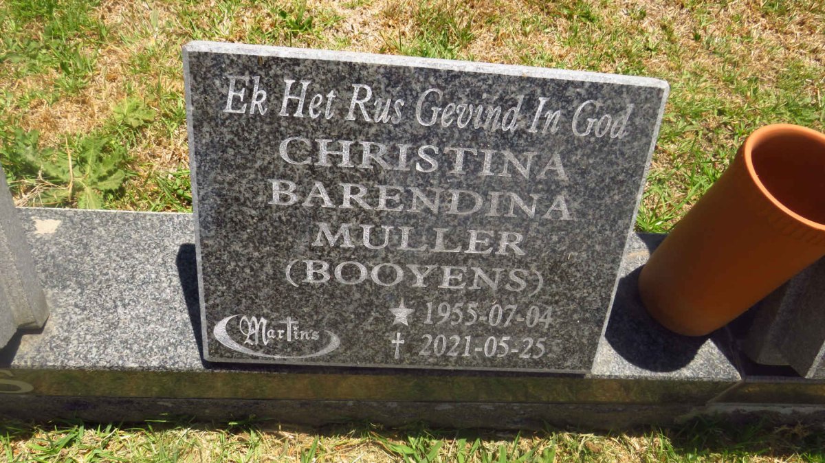 MULLER Christina Barendina nee BOOYENS 1955-2021 