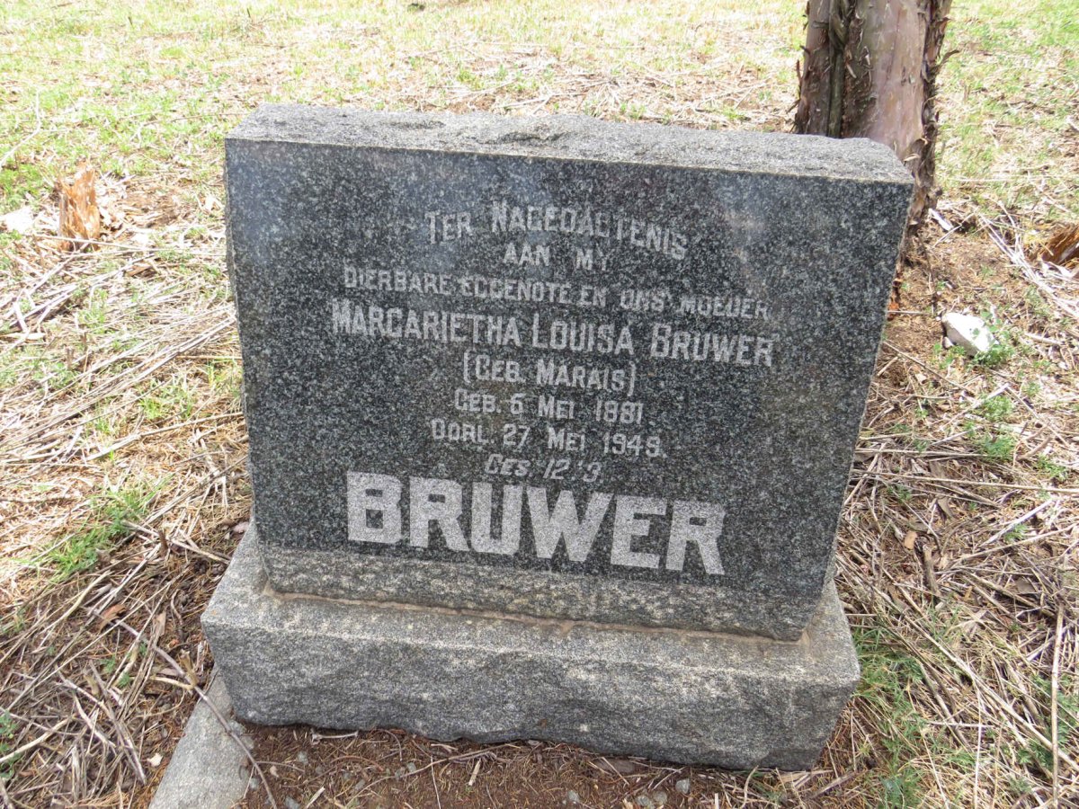 BRUWER Margarietha Louisa nee MARAIS 1881-1949