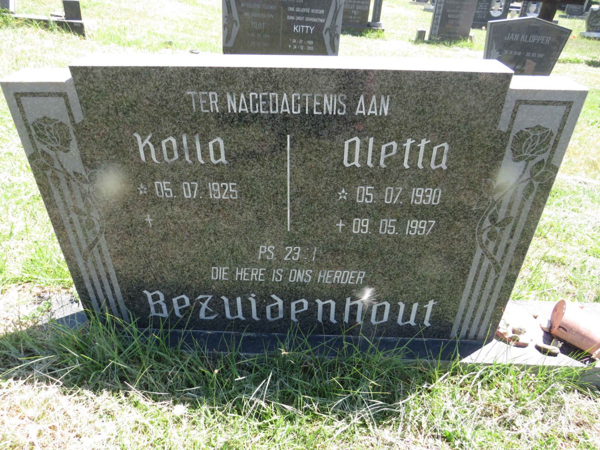 BEZUIDENHOUT Kolla 1925- & Aletta 1930-1997