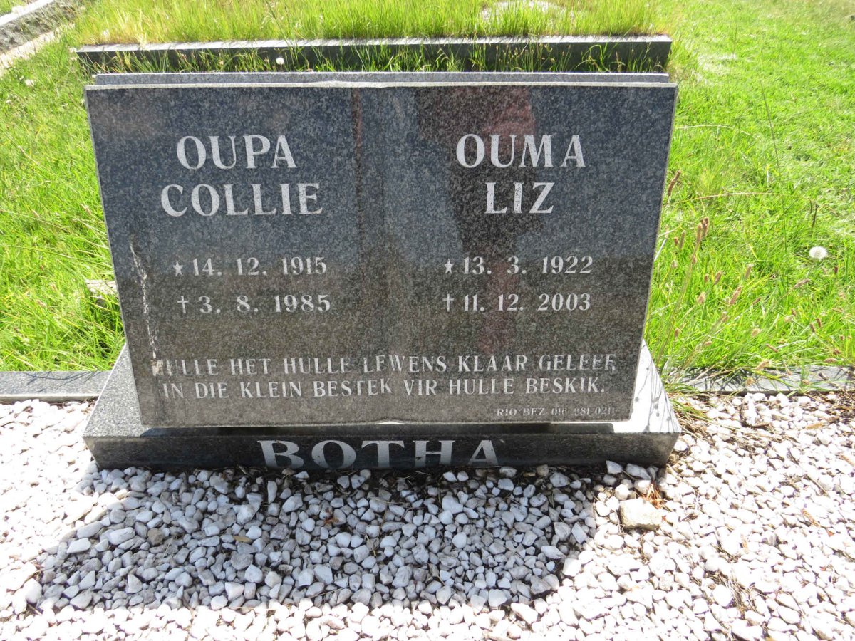 BOTHA Collie 1915-1985 & Liz 1922-2003