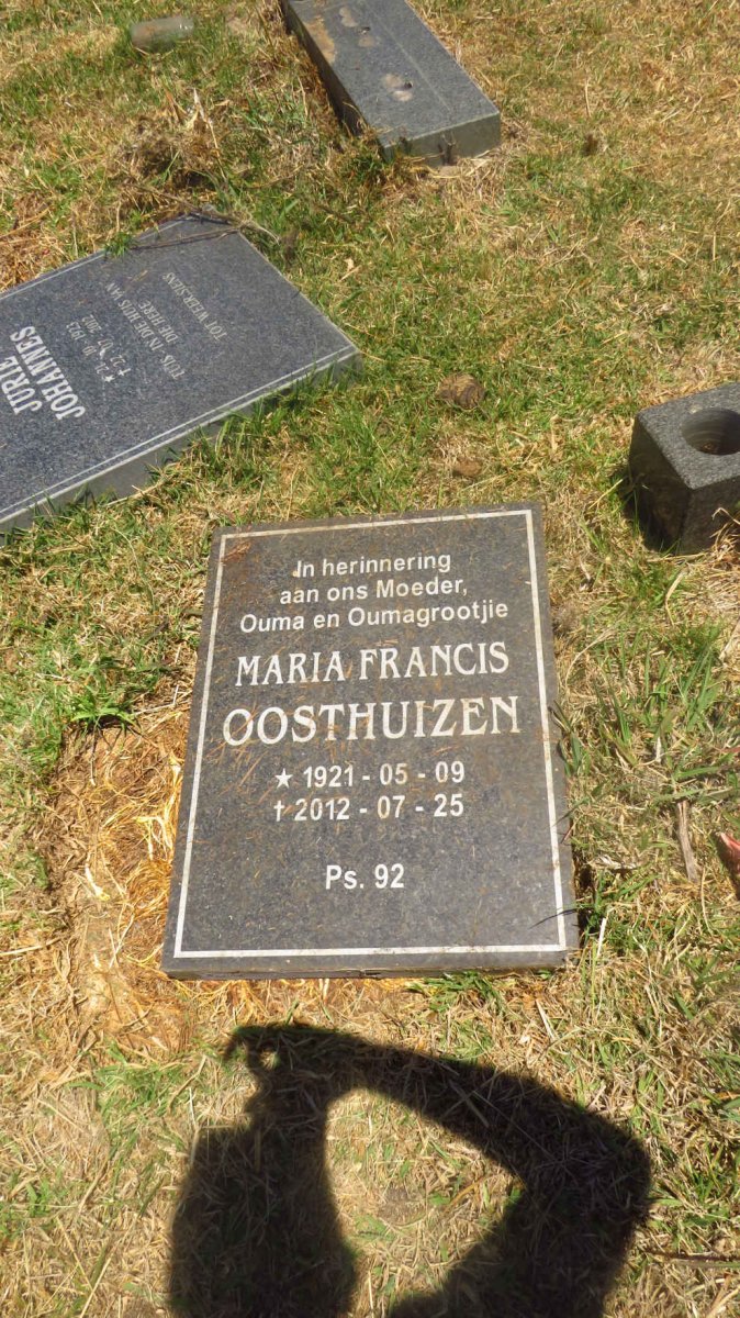 BADENHORST Jurie Johannes 1923-2012 :: OOSTHUIZEN Maria Francis 1921-2012 