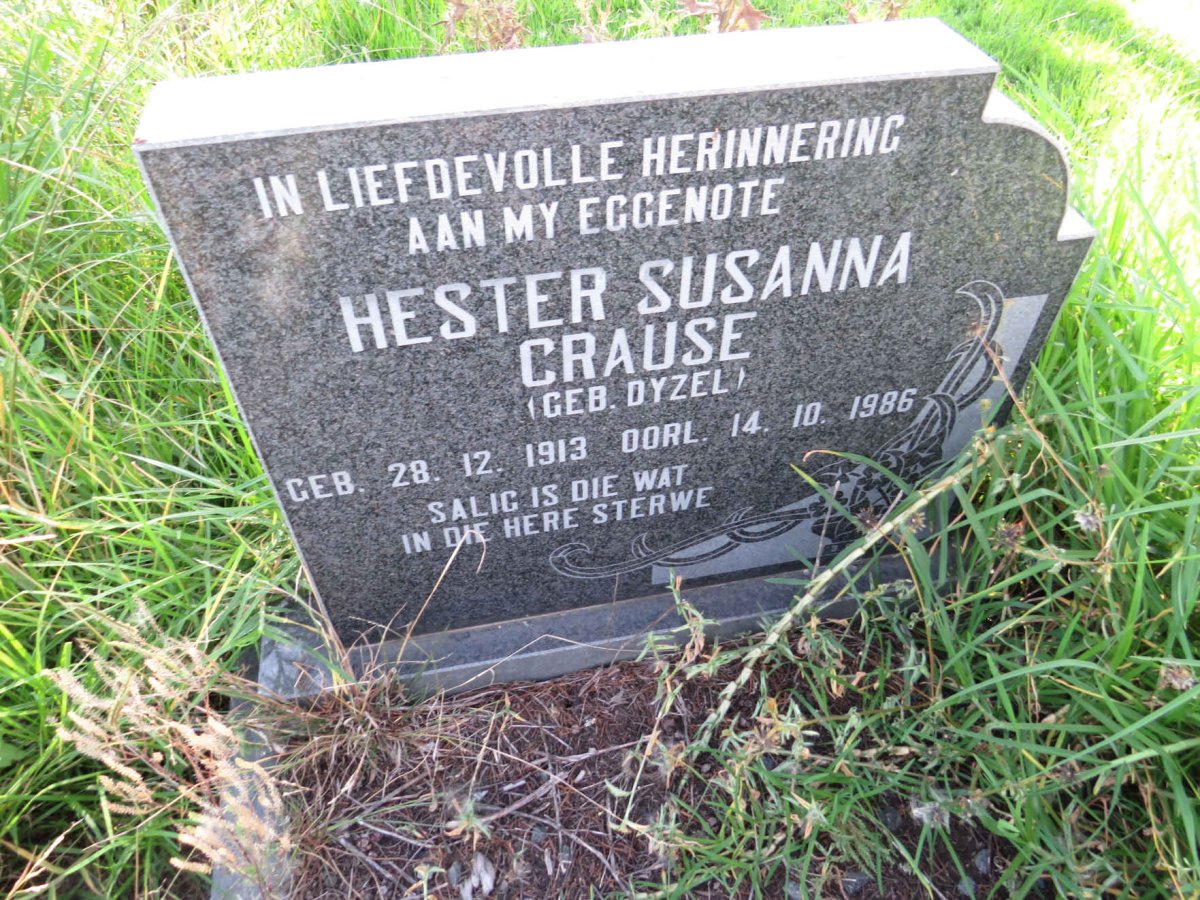 CRAUSE Hester Susanna nee DYZEL 1913-1986