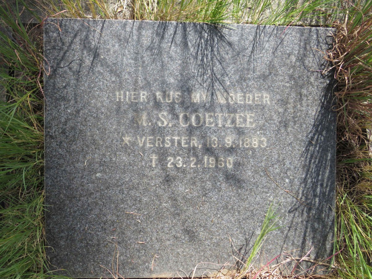 COETZEE M.S. nee VERSTER 1883-1960