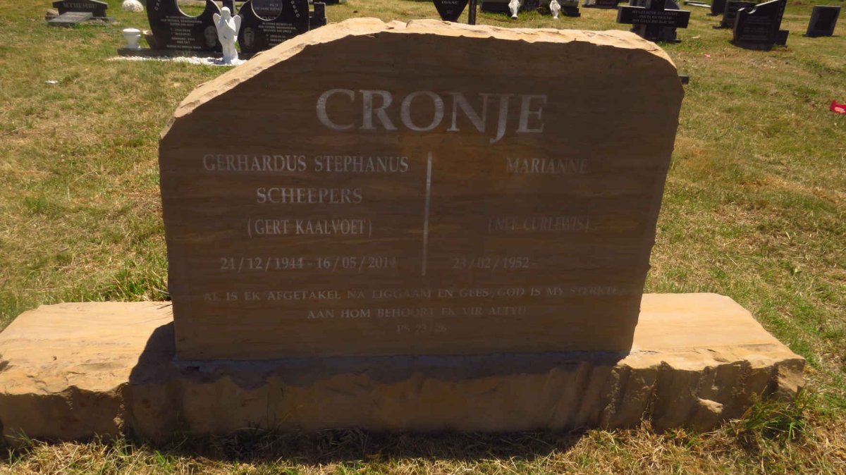 CRONJE Gerhardus Stephanus Scheepers 1944-2014 & Marianne CURLEWIS 1952-