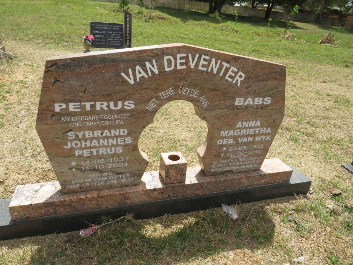 DEVENTER Sybrand Johannes Petrus, van 1931-2004 & Anna Magrietha VAN WYK 1933-2016