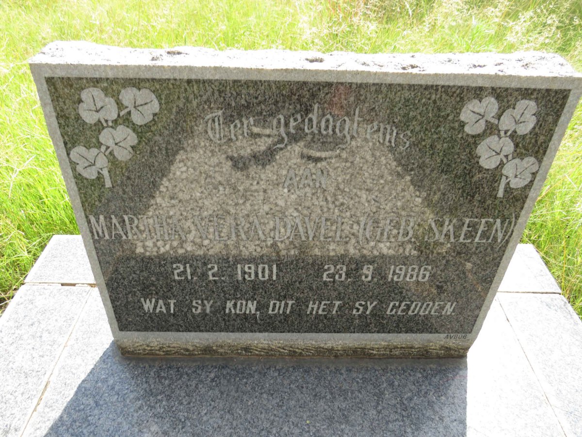 DAVEL Martha Vera nee SKEEN 1901-1986