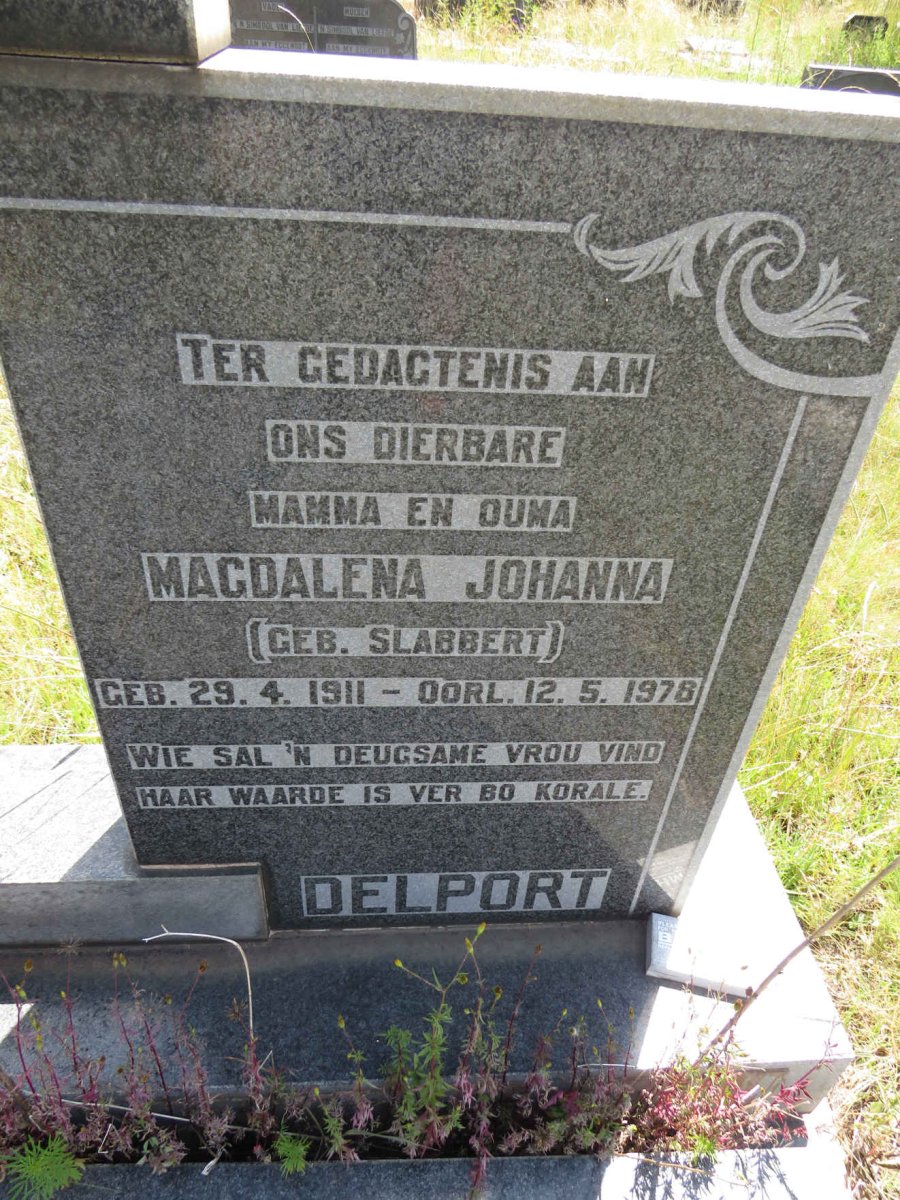 DELPORT Magdalena Johanna nee SLABBERT 1911-1978