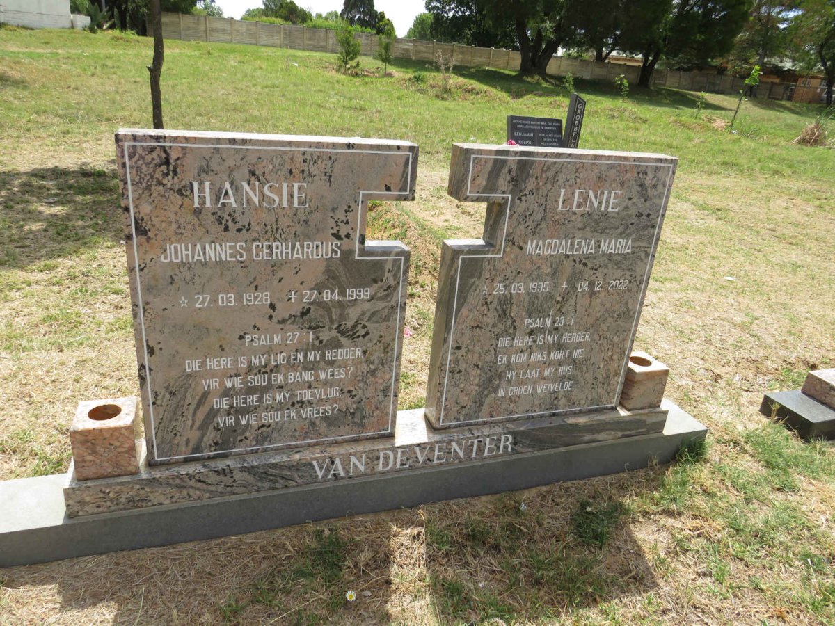 DEVENTER Johannes Gerhardus, van 1928-1999 & Magdalena Maria 1935-2022