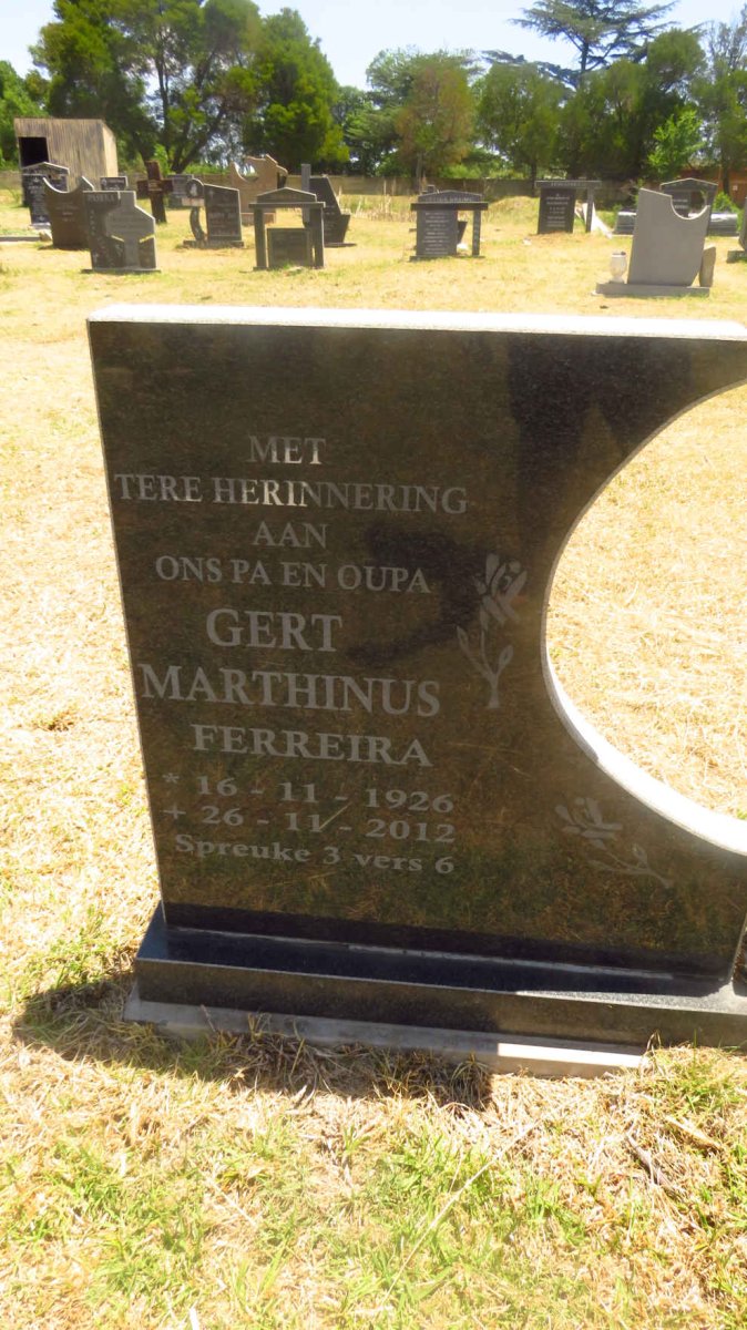 FERREIRA Gert Marthinus 1926-2012