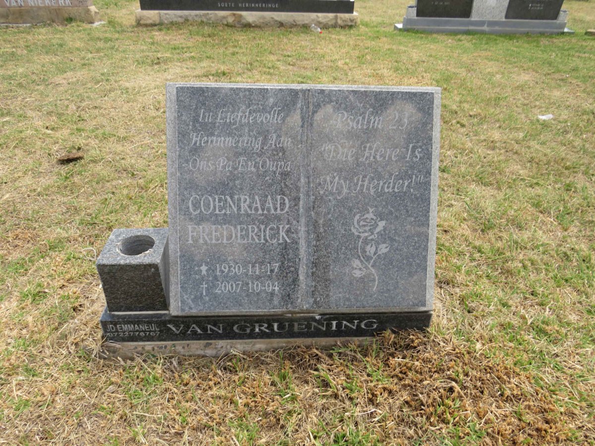GRUENING Coenraad Frederick, van 1930-2007