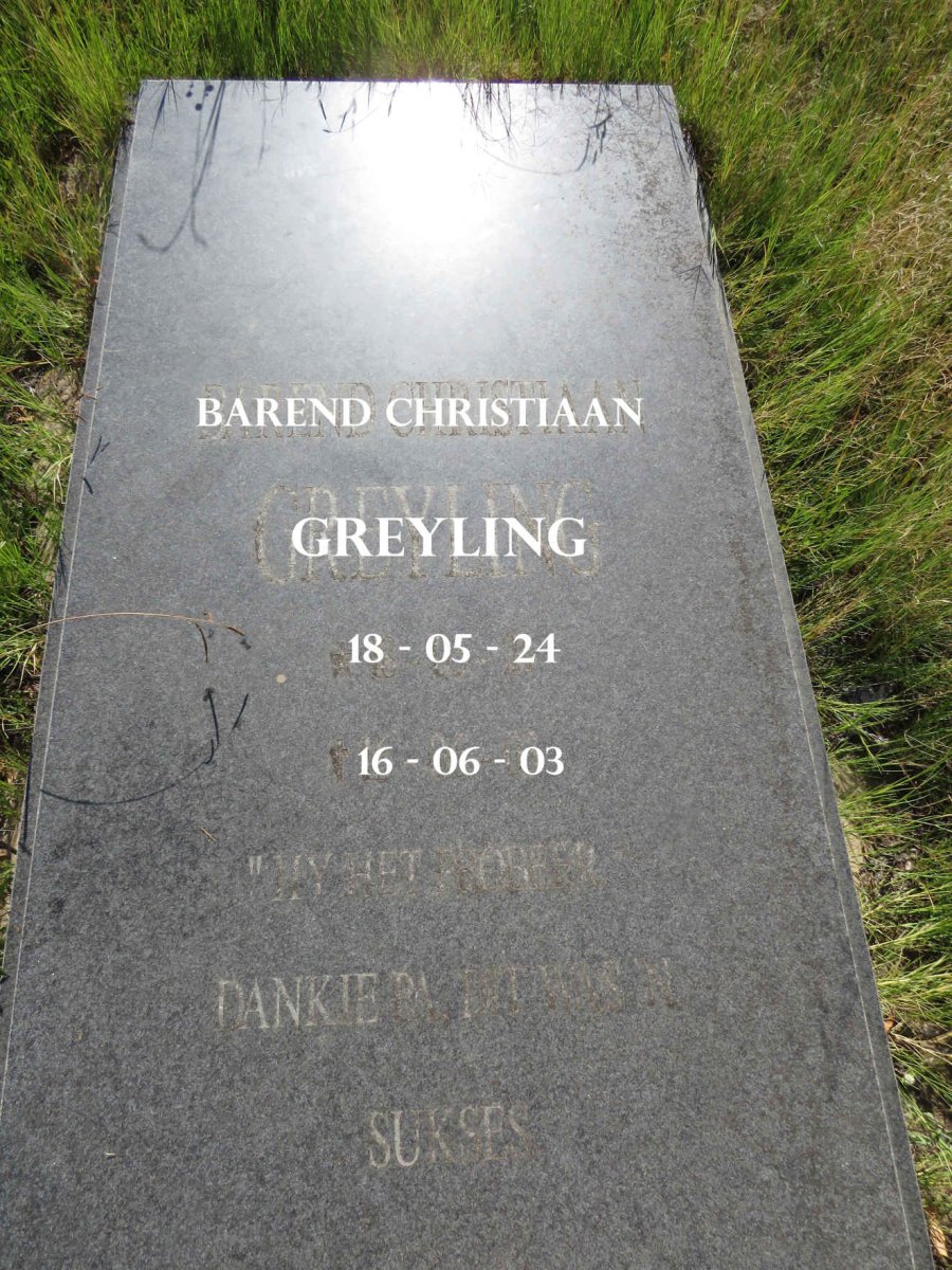 GREYLING Barend Christiaan 1924-2003