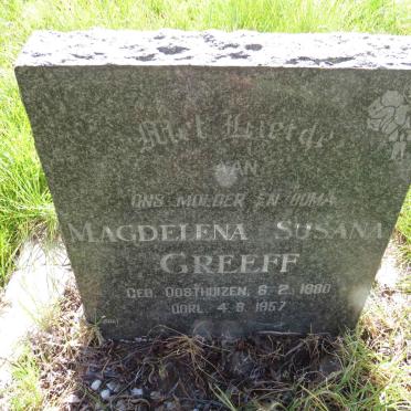 GREEFF Magdelena Susana nee OOSTHUIZEN 1880-1957