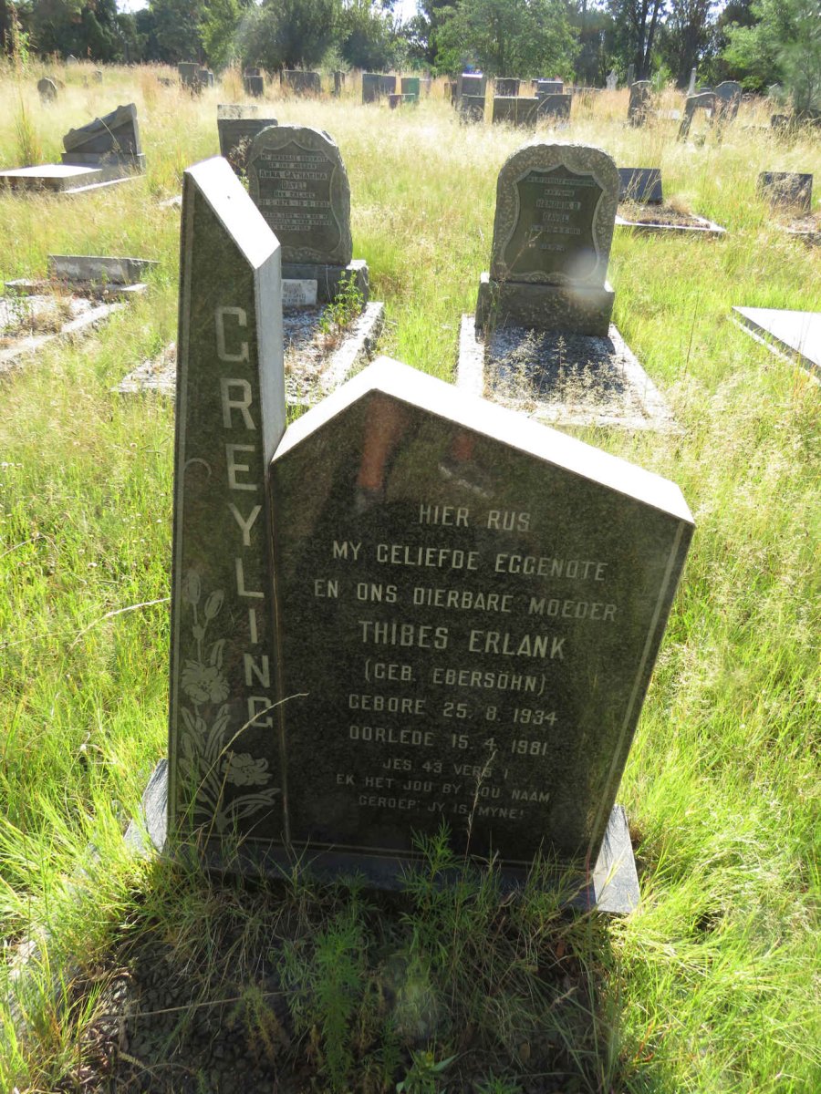 GREYLING Thibes Erlank nee EBERSOHN 1934-1981