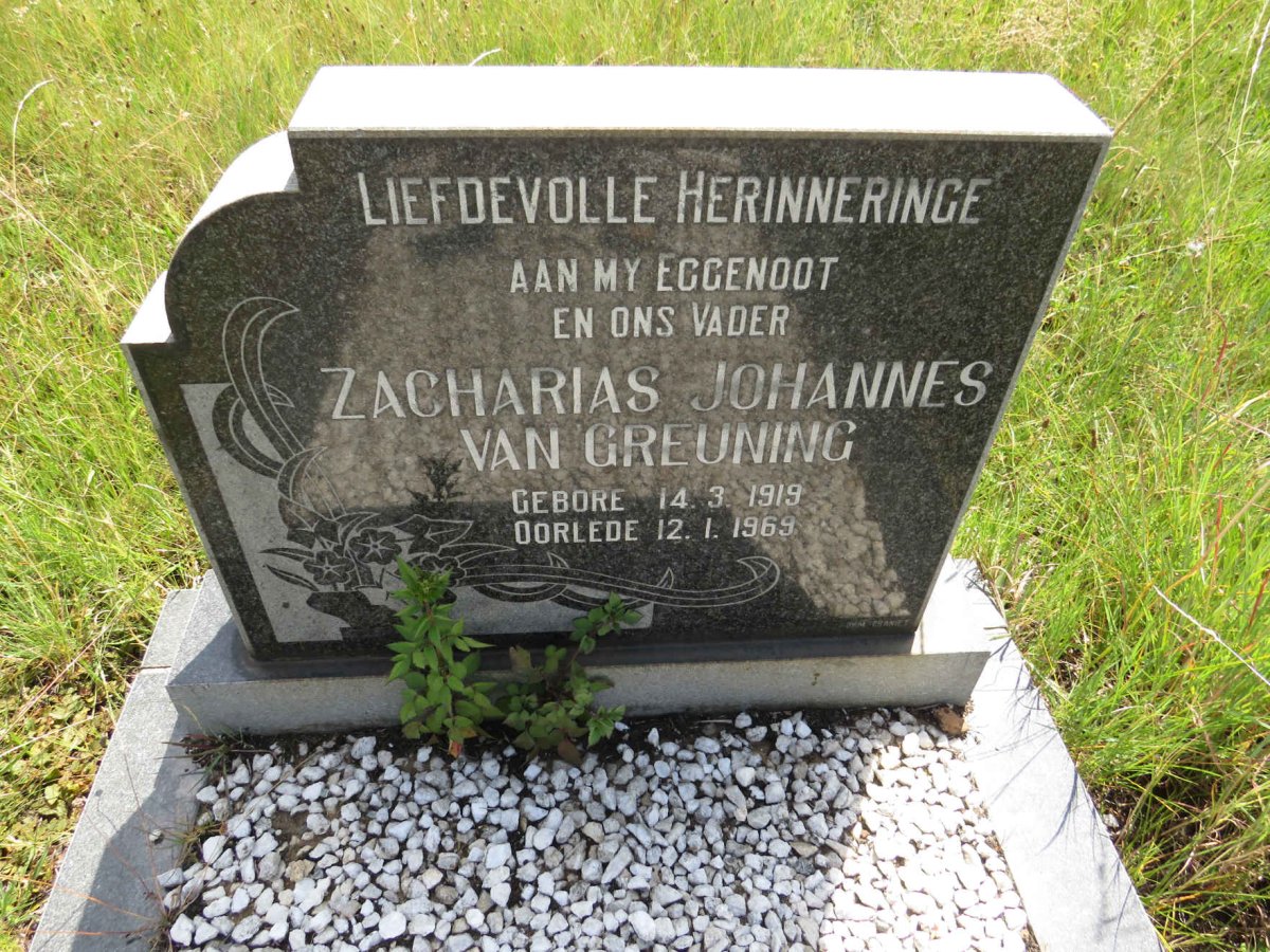 GREUNING Zacharias Johannes, van 1919-1969