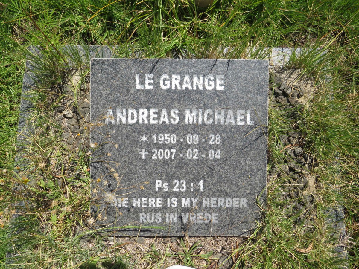 GRANGE Andries Michael, le 1950-2007