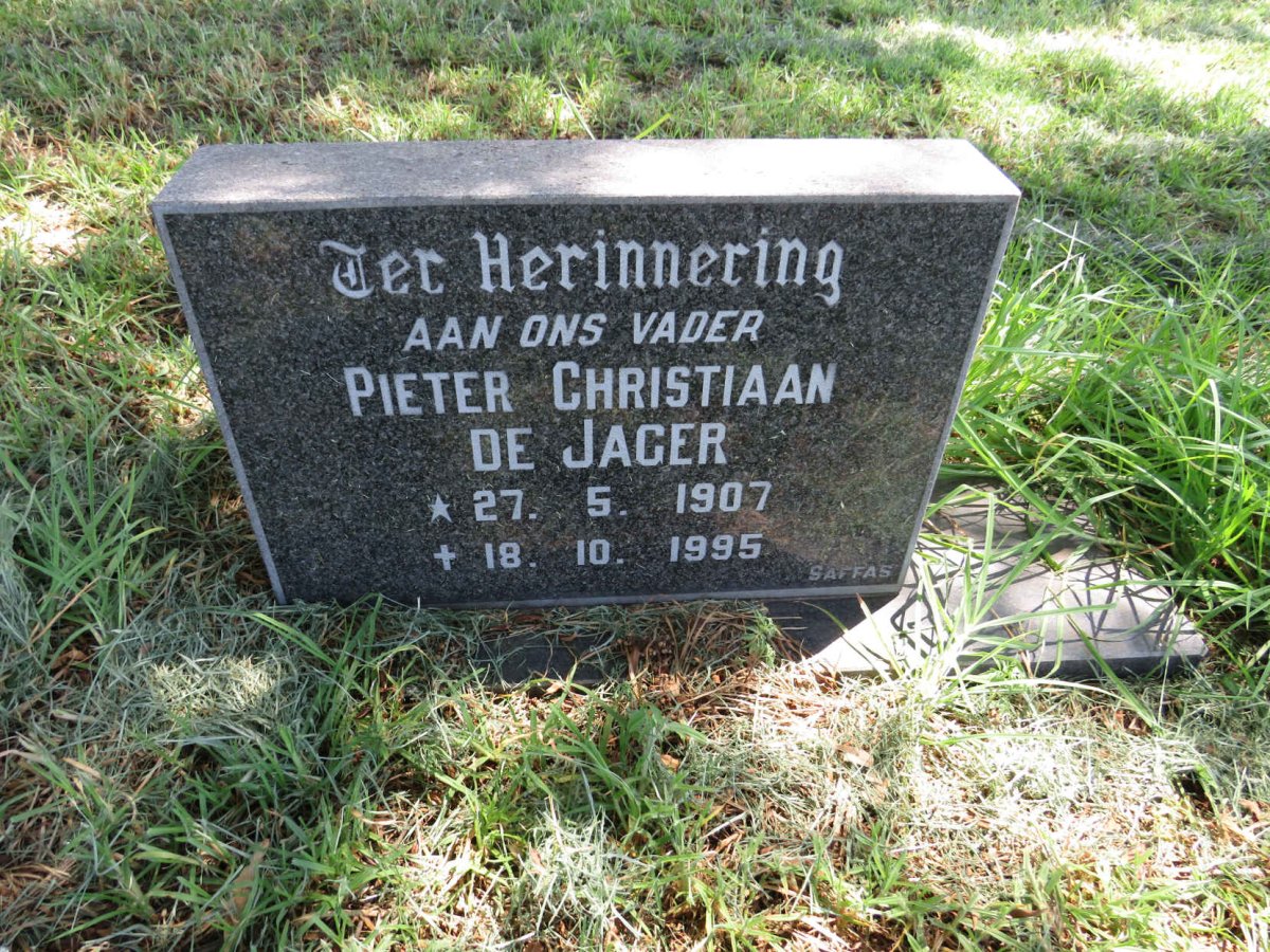JAGER Pieter Christiaan, de 1907-1995