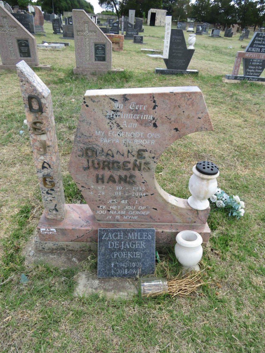 JAGER Johannes Jurgens, de 1955-2004 :: DE JAGER Zach Miles 1942-2018 _1 