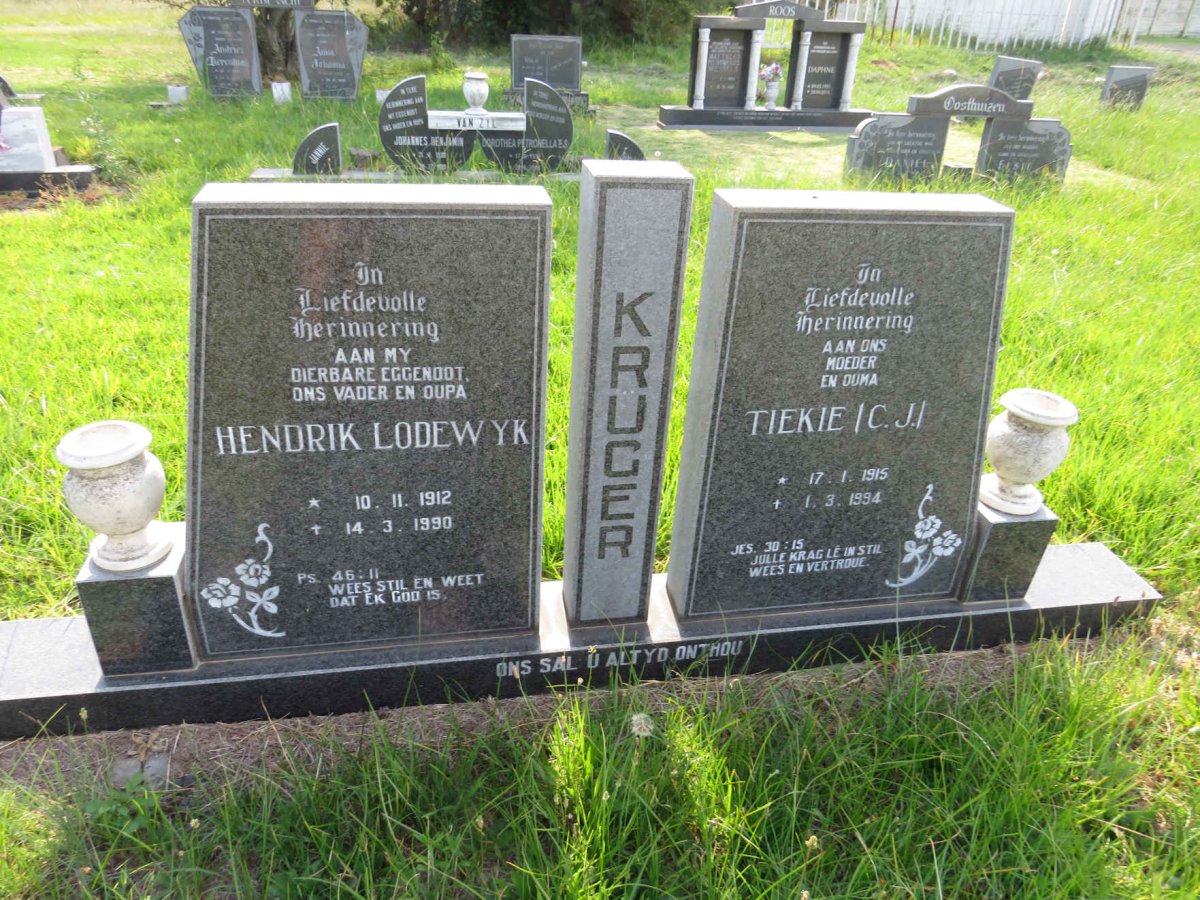 KRUGER Hendrik Lodewyk 1912-1990 & C.J. 1915-1994