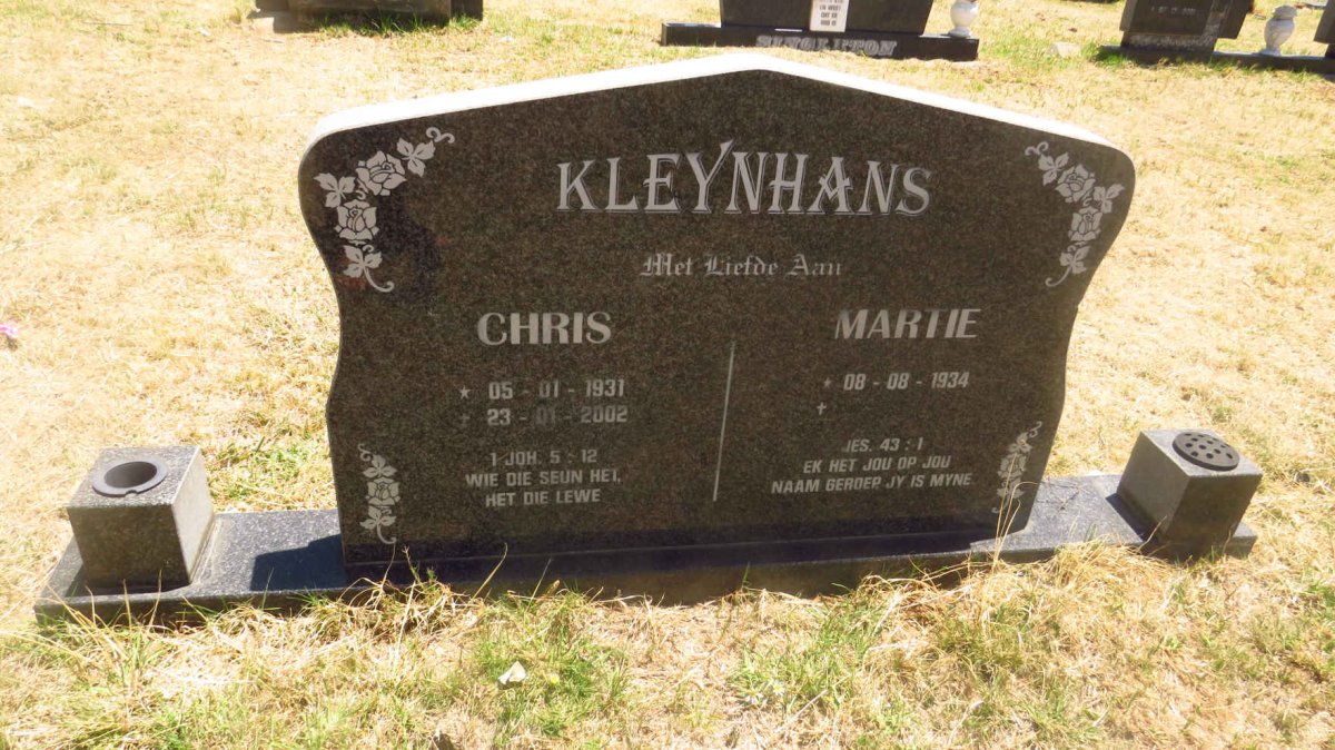 KLEYNHANS Chris 1931-2002 & Martie 1934-
