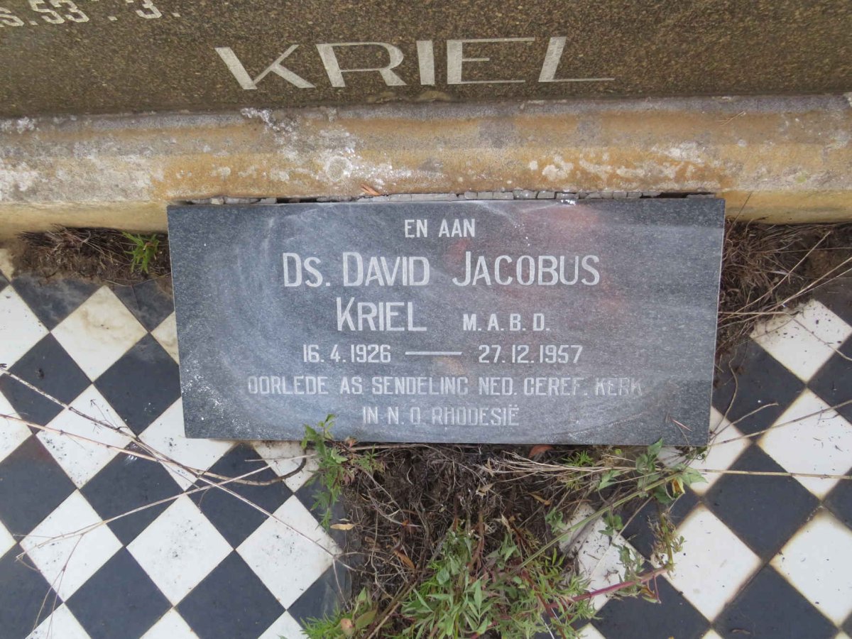 KRIEL Eduard Christiaan 1880-1956 & Martha Maria Catharina BEKKER 1881-1967 :: KRIEL David Jacobus 1926-1957_2